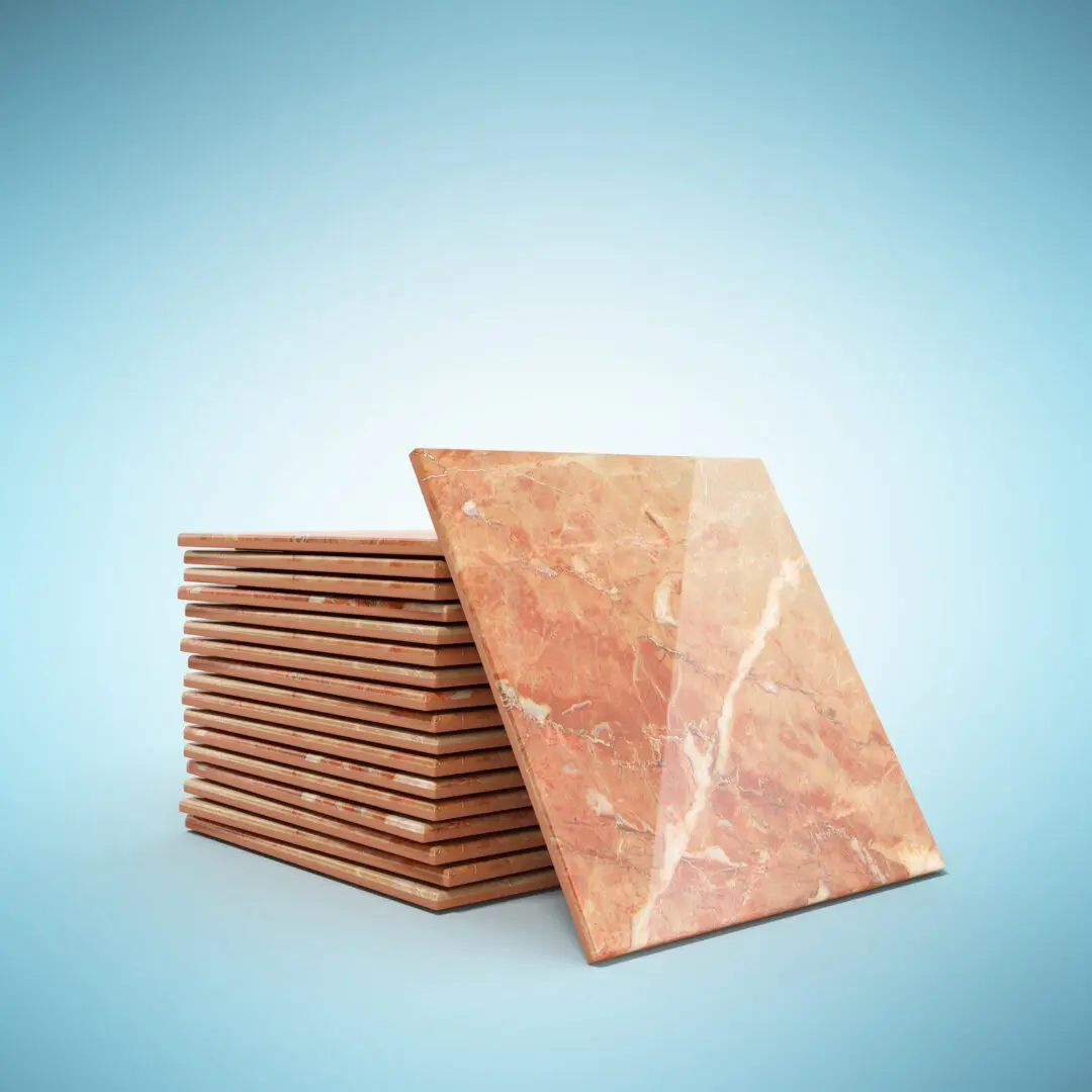 Marble tiles arranged neatly in a stack